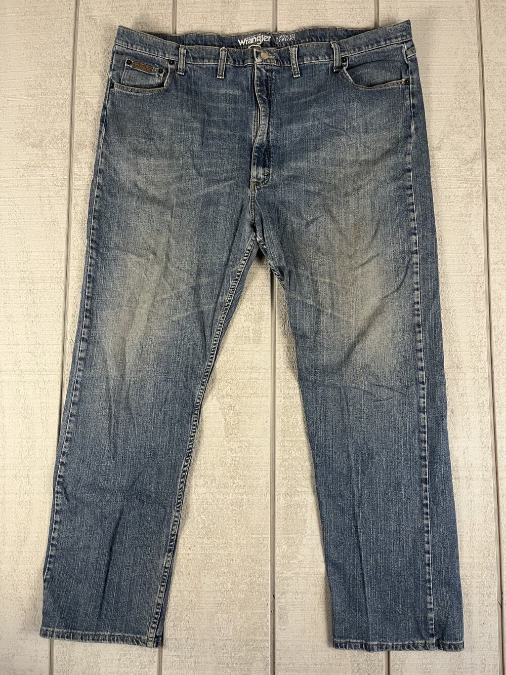 Wrangler Advanced Comfort Straight Leg Jeans Men 46 Blue Western Casual Rugged